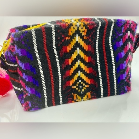Mexican Cosmetic Bag Makeup Bag Pom Poms - Picture 4 of 8